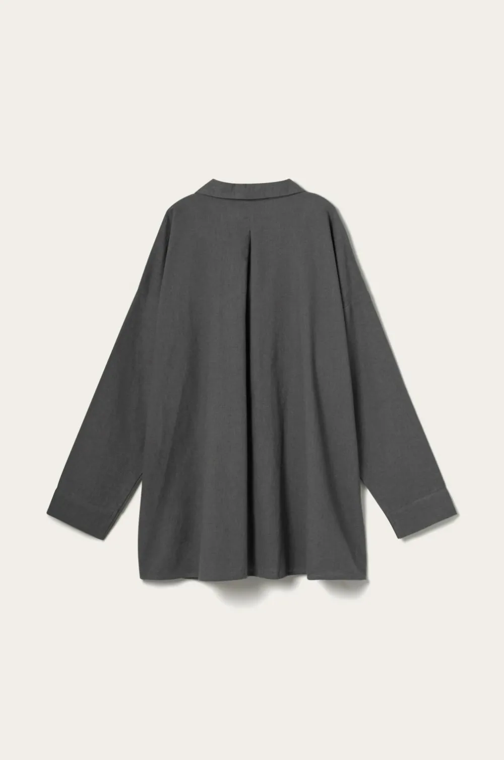 Ellos Home Pyjamasskjorte Long Sleeve Shirt Elly i genanvendt halvlinned Åskgrå Sale