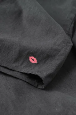 Ellos Home Pyjamasskjorte Long Sleeve Shirt Elly i genanvendt halvlinned Åskgrå Sale