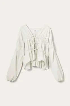 Ellos Homewear>Home Pyjamasskjorte Juliette Lys hvid grå