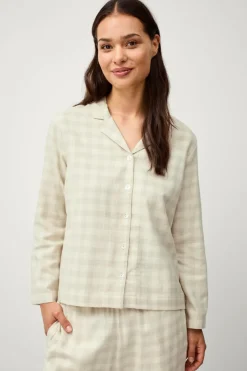 Ellos Home Pyjamasskjorte Valerie Small Check Beige/cremehvid Sale