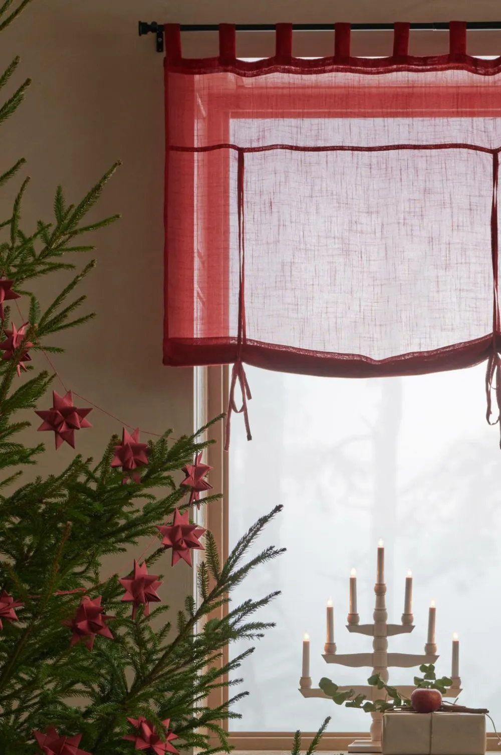 Ellos Julegardiner|Foldegardiner>Home Roll up-gardin Lara Rød
