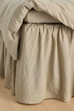 Ellos Home Sengekappe Elly Frilled i genanvendt halvlinned 52 cm Linen beige Best