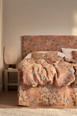Ellos Home Sengekappe Candice Rose i vasket linned 60 cm Brunrosa Online