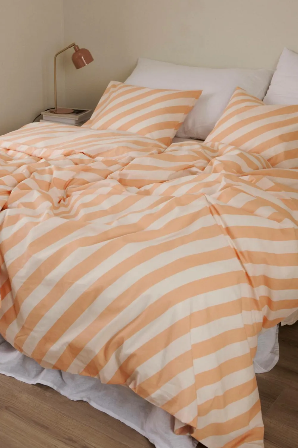 Ellos Dynebetræk|Sengesæt>Home Sengesæt Diagonal Stripe i bomuld 2 dele Aprikos