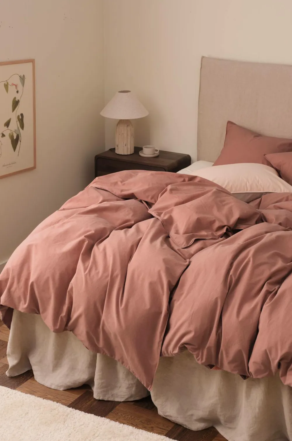 Ellos Home Sengesæt Rania i vintagevasket bomuld Rustpink