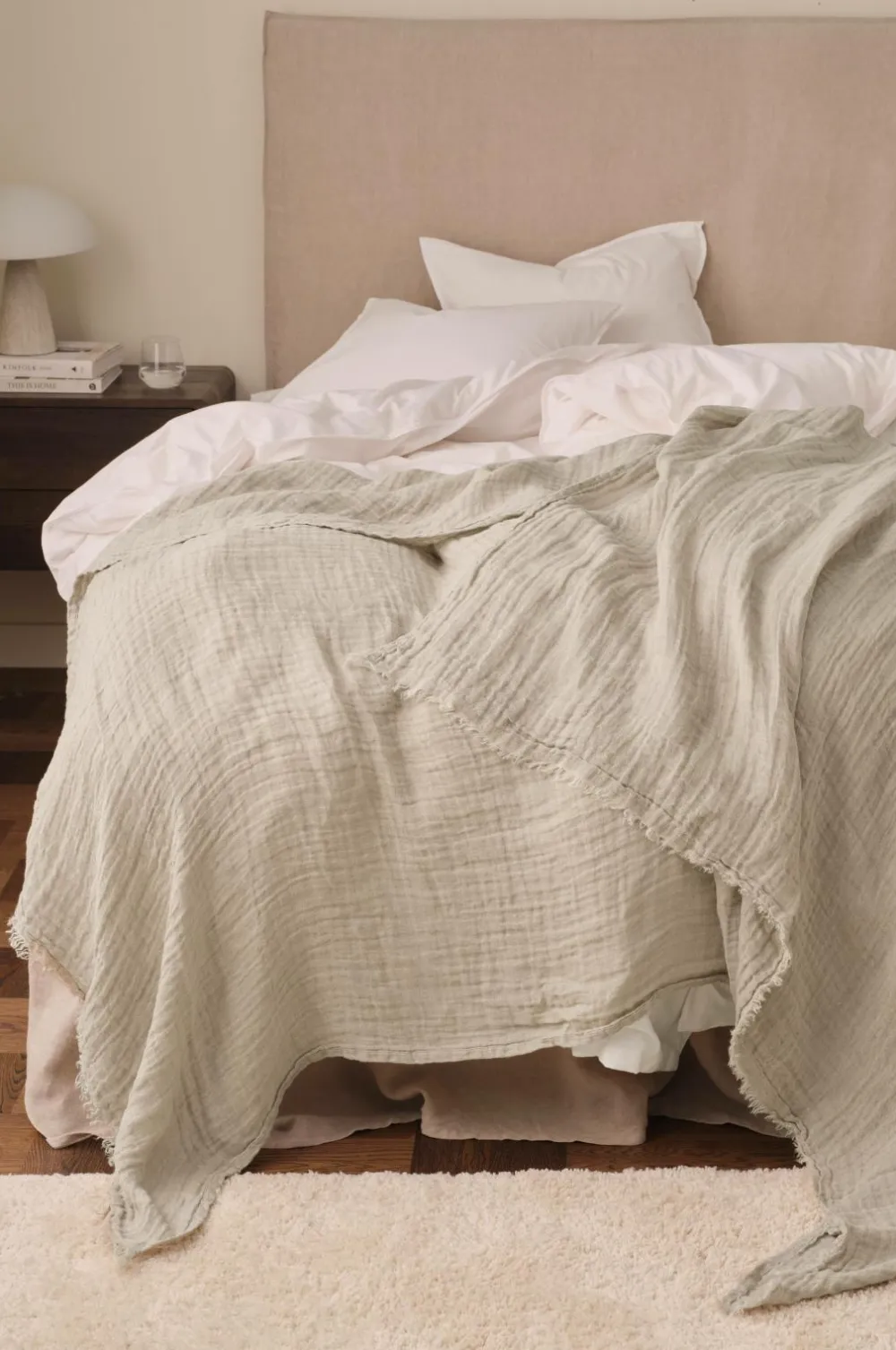Ellos Home Sengetæppe / plaid Candice Muslin Linen beige Hot