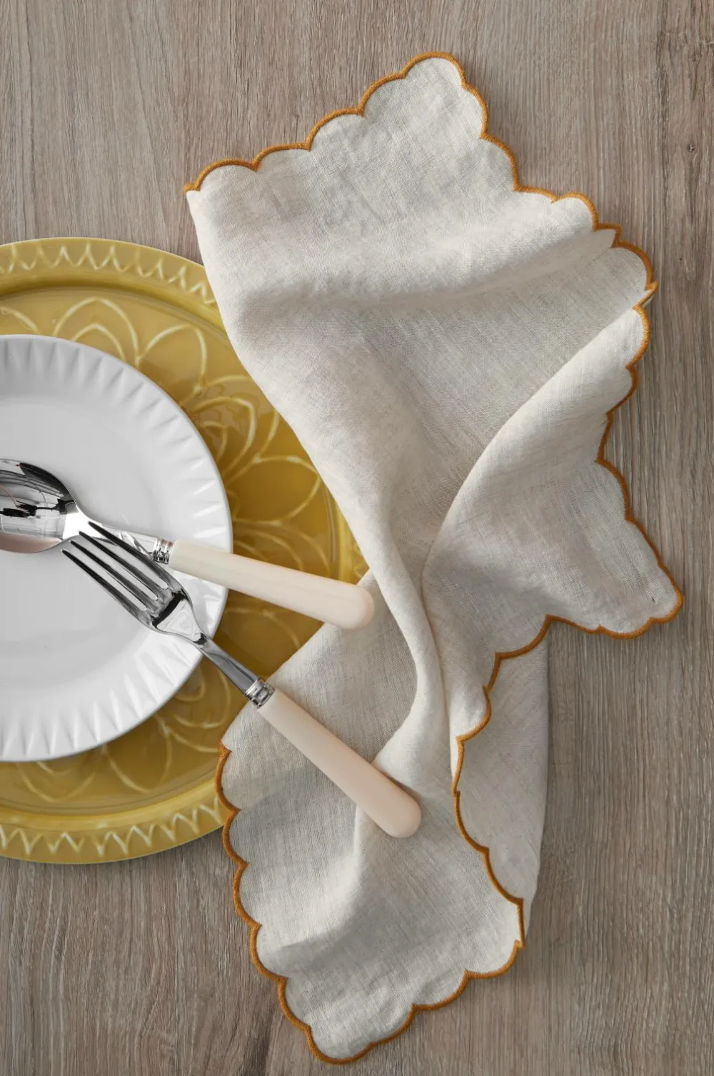 Ellos Home Servietter Malva Scallop 40x40 cm 2-pak Lærredsbeige Sale