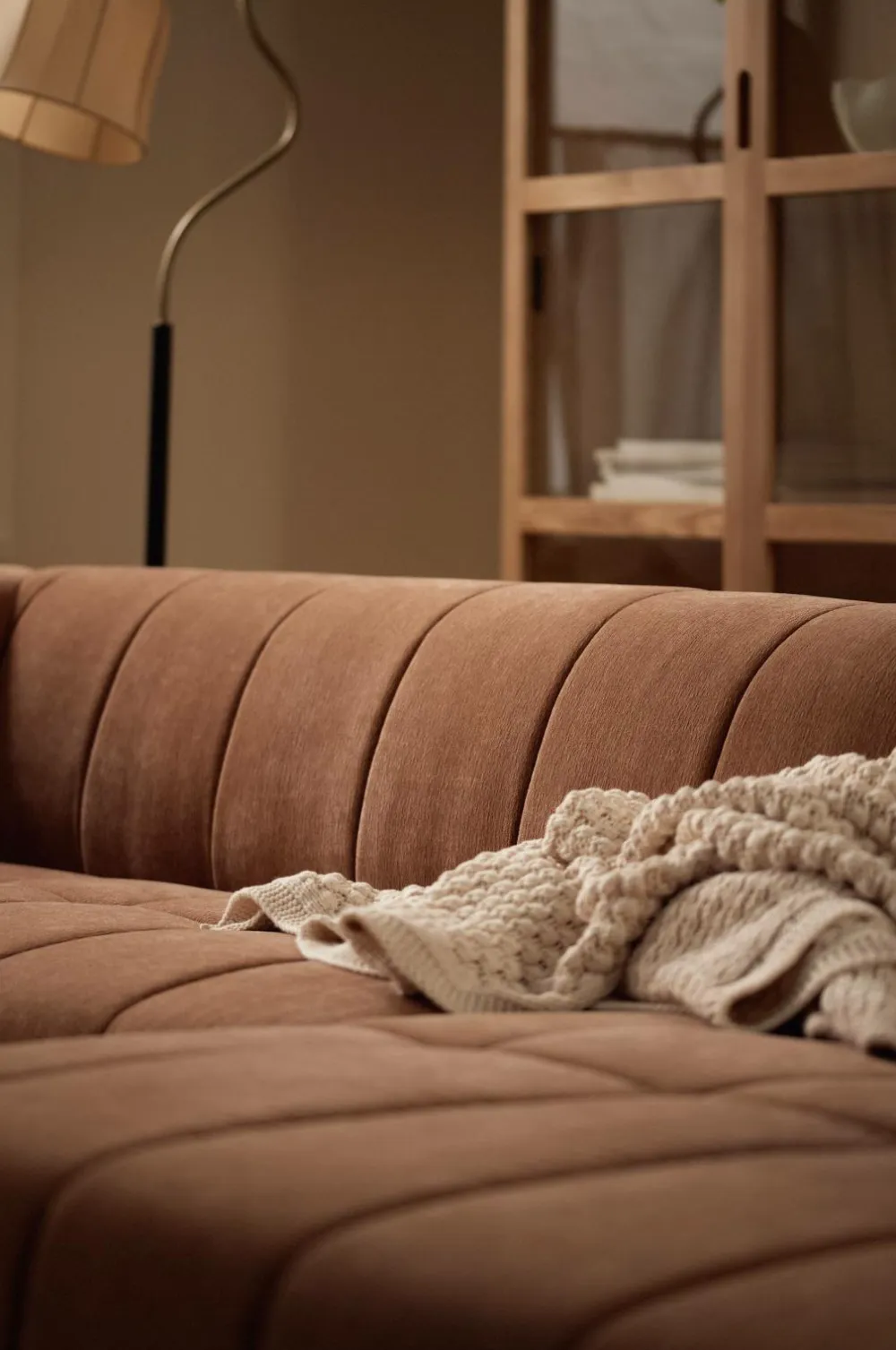 Ellos Home Sofa Corvetta 4-personers med Chaiselong Kanelbrun Discount