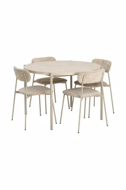 Ellos Spisegrupper>Home Spisegruppe Tridita med 1 bord + 4 stole Beige