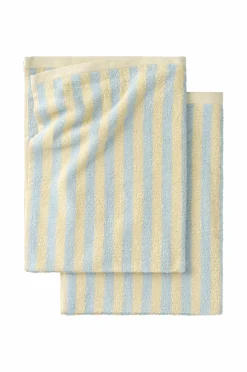 Ellos Home Sæt med frottéhåndklæder Stripe 2 dele Lyseblå Clearance