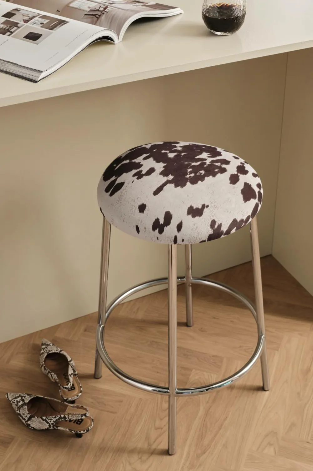 Ellos Home Taburet Cowlow Brun/hvid Hot