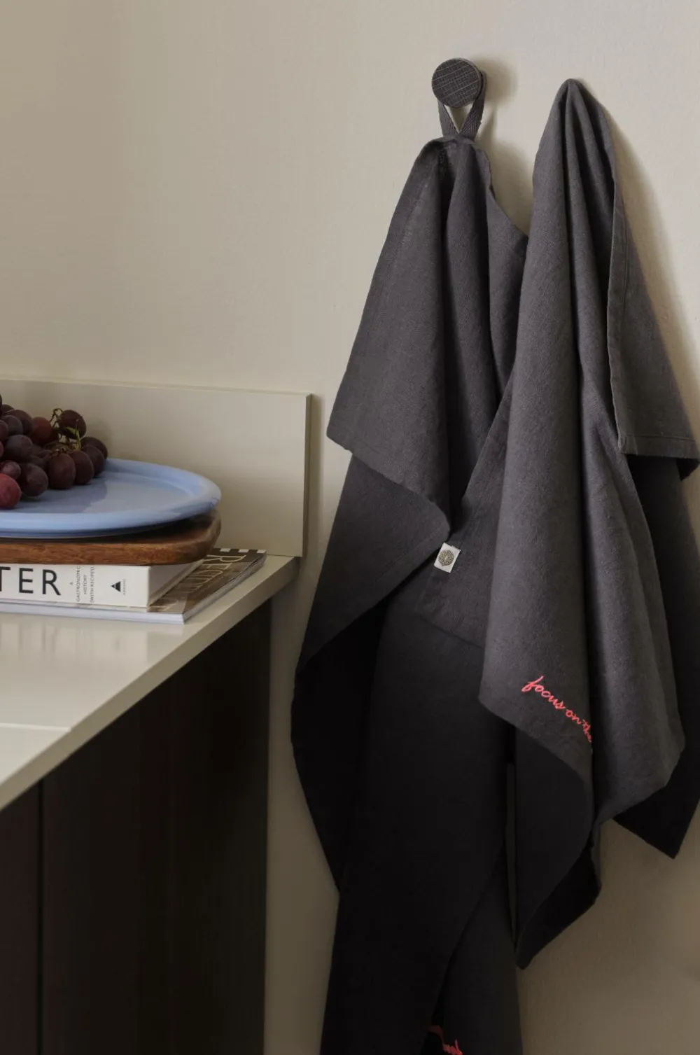 Ellos Home Viskestykke Elly i genanvendt halvlinned 2-pak Thundergrey Discount