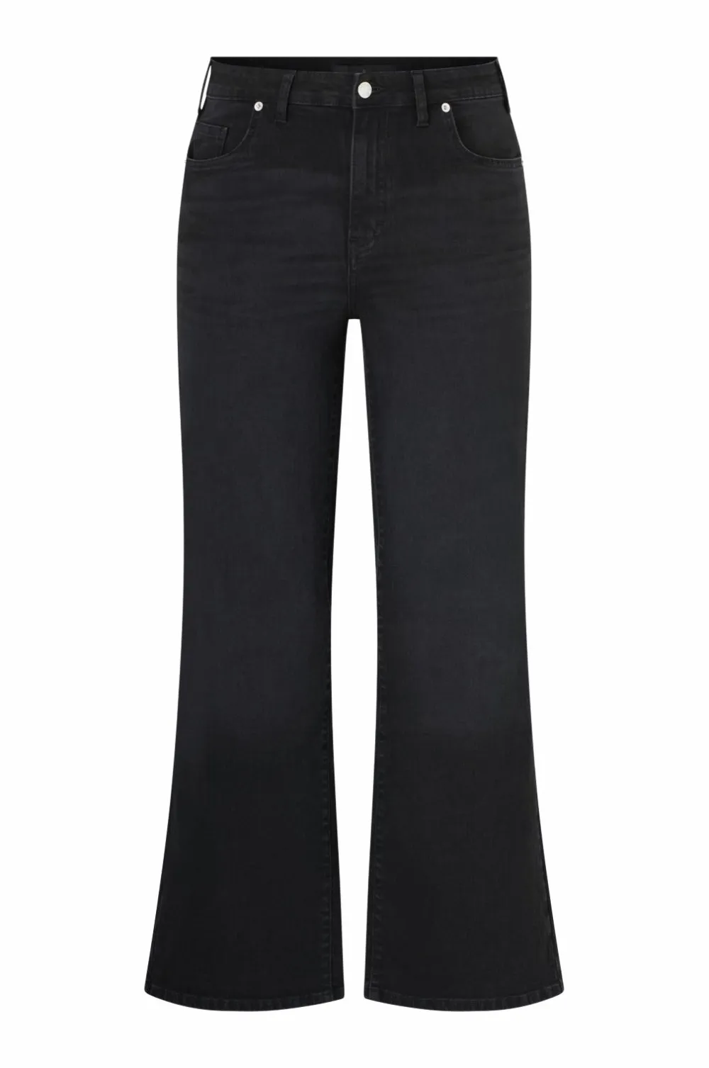 Ellos Jeans>Plus collection Højtaljede jeans med brede ben sort