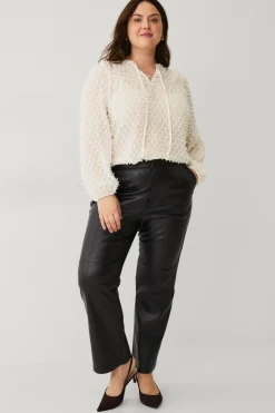 Ellos Skjorter & Bluser>Plus collection Vid bluse med ballonærmer Naturhvid