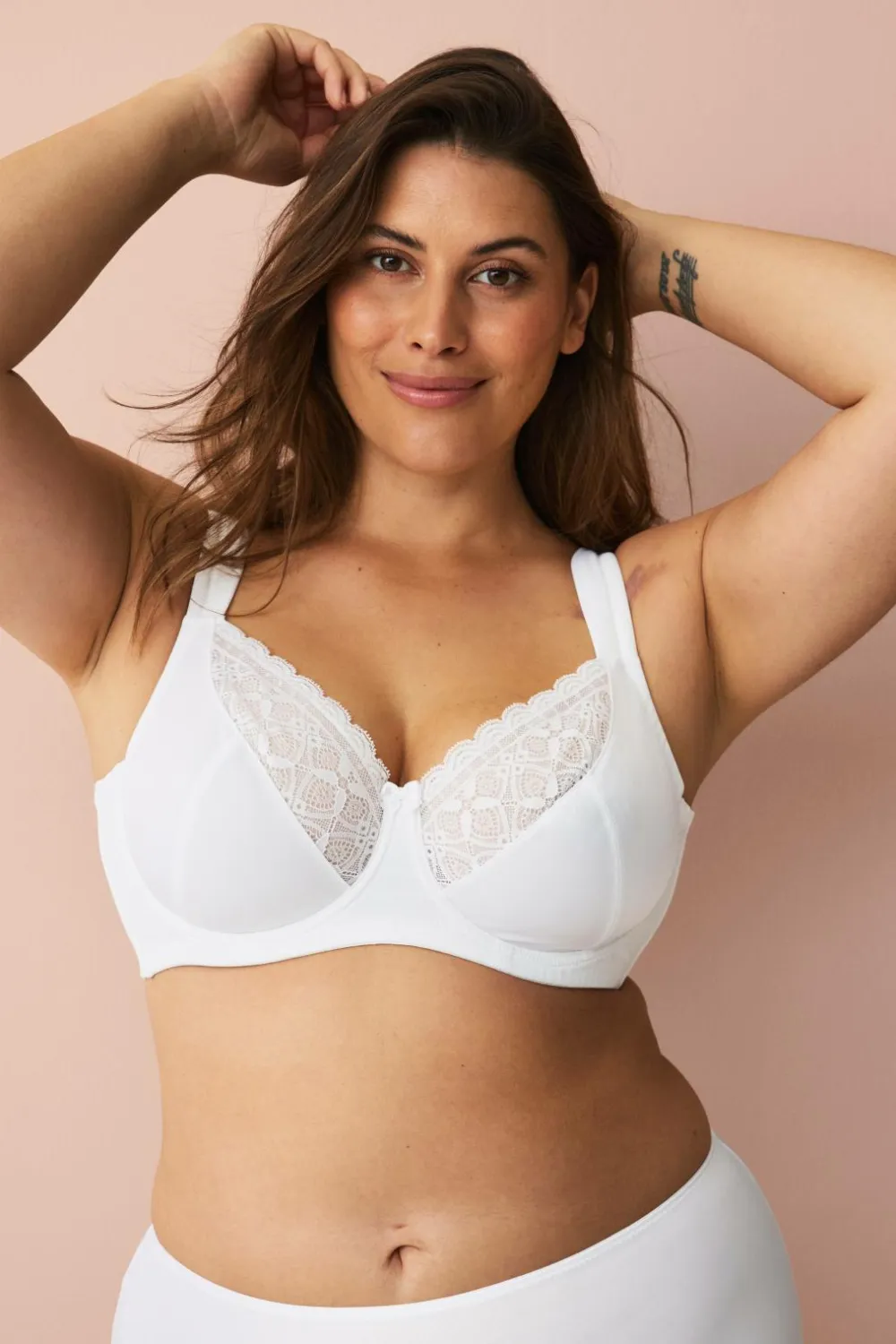 Ellos Plus collection Bøjle-bh med mesh-forede skåle Hvid Online