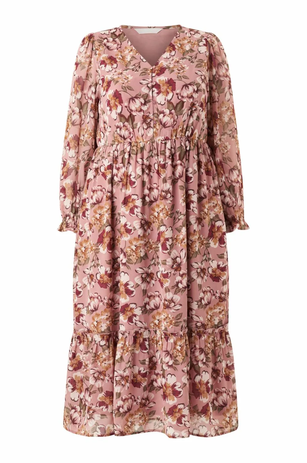 Ellos Plus collection Kjole med v-udskæring Rosa blommig Online