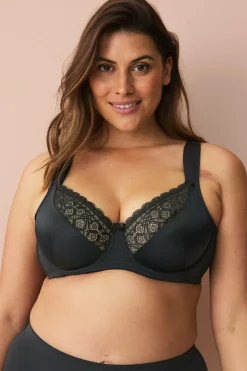 Ellos Plus collection Bøjle-bh med mesh-forede skåle Sort New