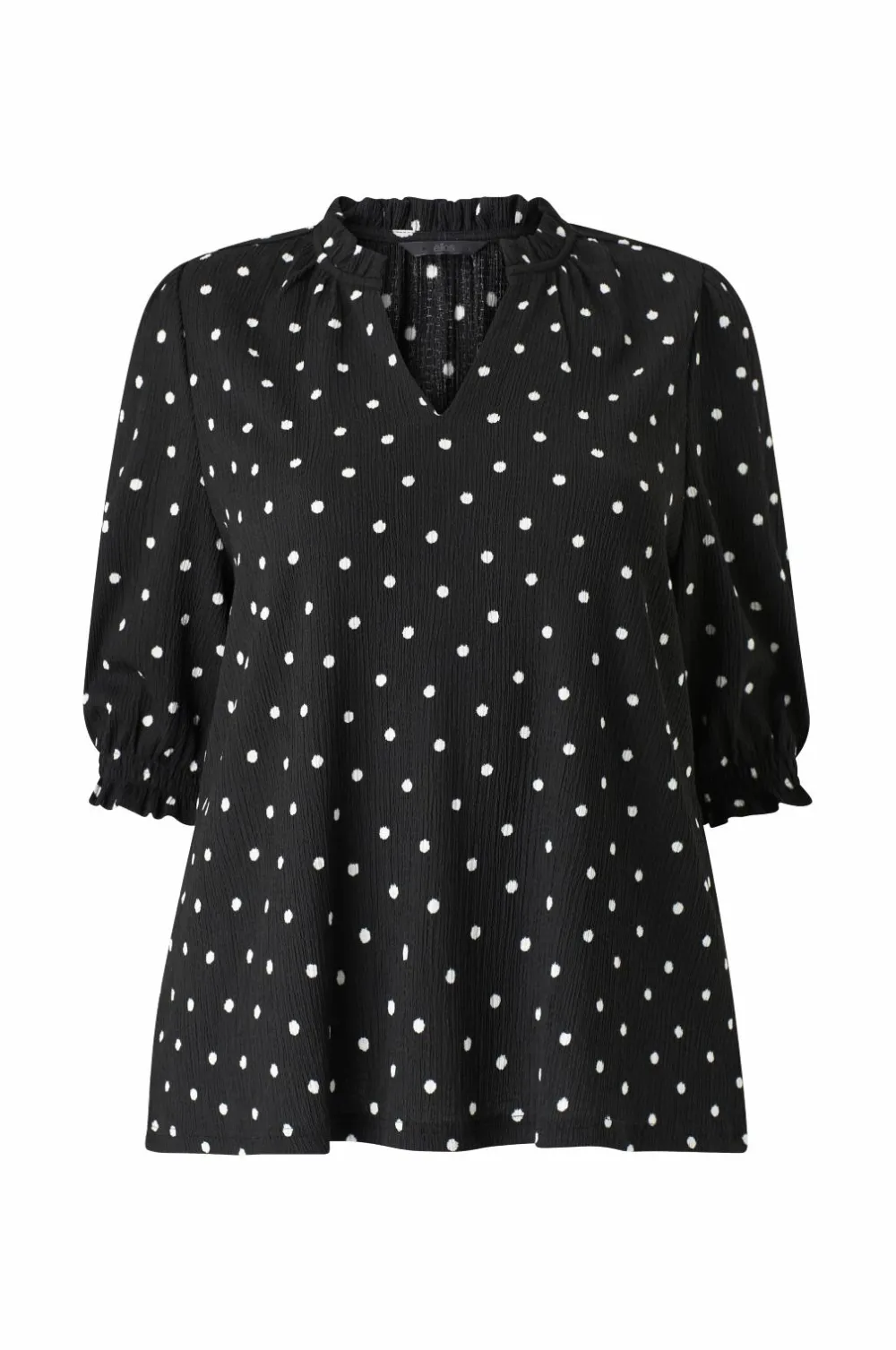 Ellos Toppe & Tank-Toppe>Plus collection Top med pufærmer Sort med hvid prik