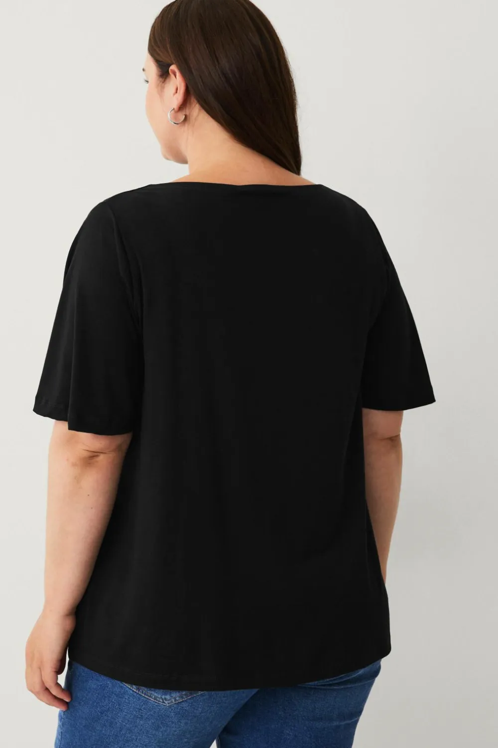 Ellos Plus collection Top med bådudskæring sort Online