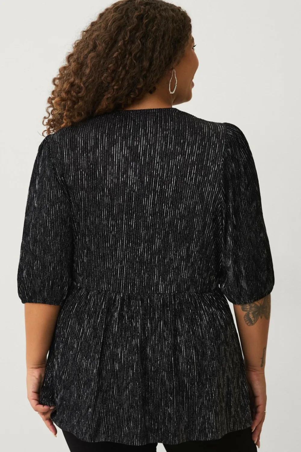 Ellos Toppe & Tank-Toppe>Plus collection Top med pufærmer sort