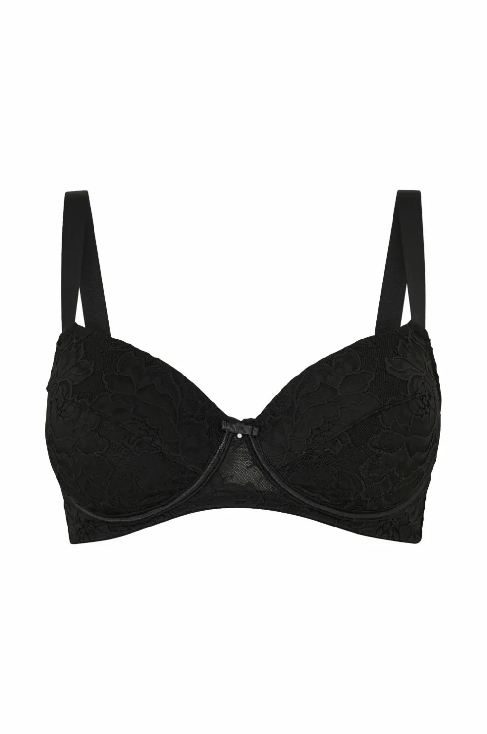 Ellos Plus collection Foret bh med bøjler i blonder Sort Discount