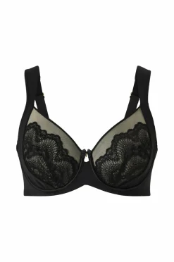 Ellos Plus collection Bh med bøjler med blondedetaljer Sort Outlet