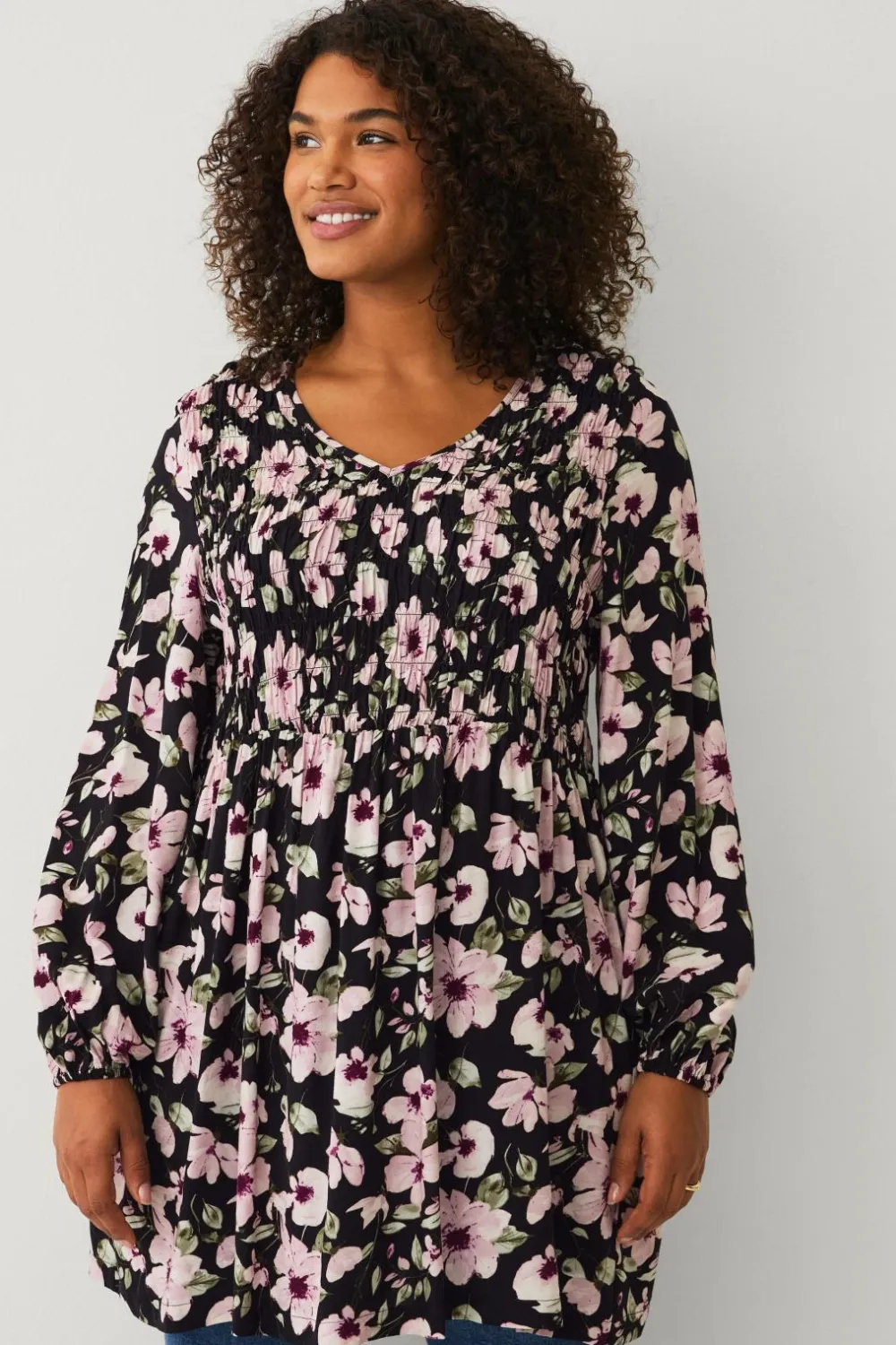 Ellos Tunikaer>Plus collection Tunika med kittel rosa blommig
