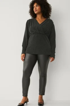 Ellos Plus collection PU-leggings med høj talje Sort