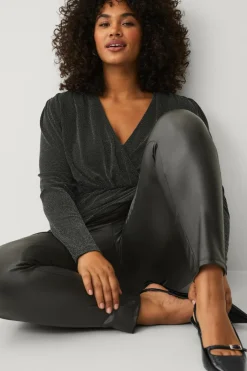 Ellos Plus collection PU-leggings med høj talje Sort