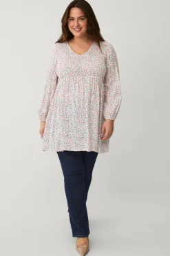 Ellos Plus collection Tunika med smock Småblomstret