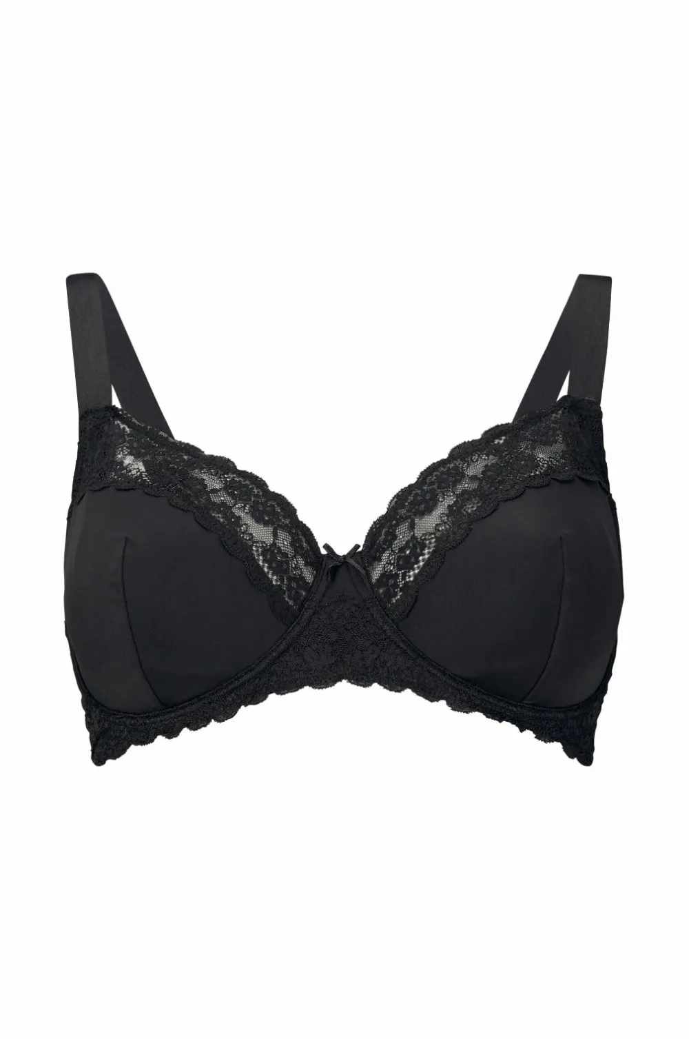 Ellos Plus collection Bøjle-bh med blondebesatte skåle Sort New