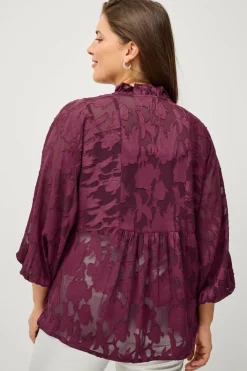 Ellos Plus collection Bluse i organza Vinrød New