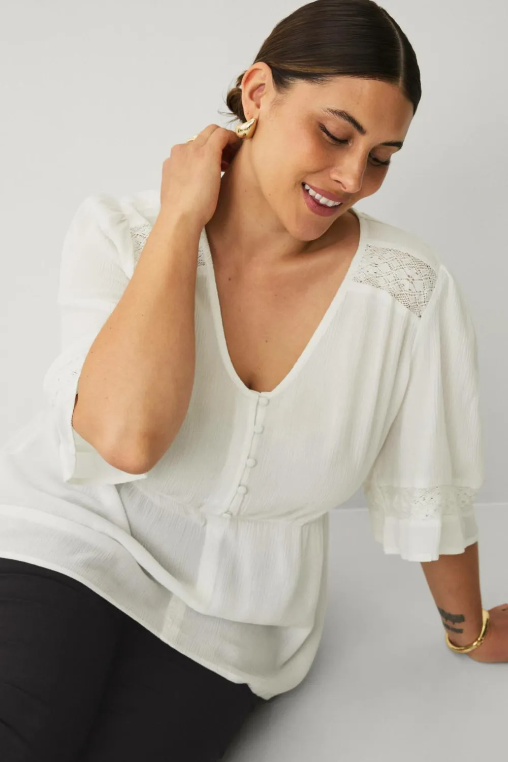 Ellos Plus collection Bluse Hvid