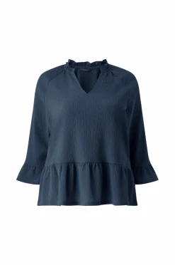 Ellos Plus collection Top i struktureret jersey mørk blå Outlet