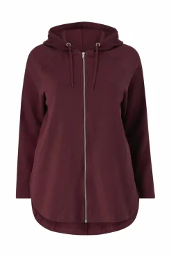 Ellos Plus collection Sweatshirt med hætte og lynlås Vinrød Online