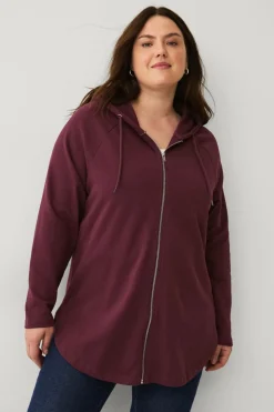 Ellos Plus collection Sweatshirt med hætte og lynlås Vinrød Online