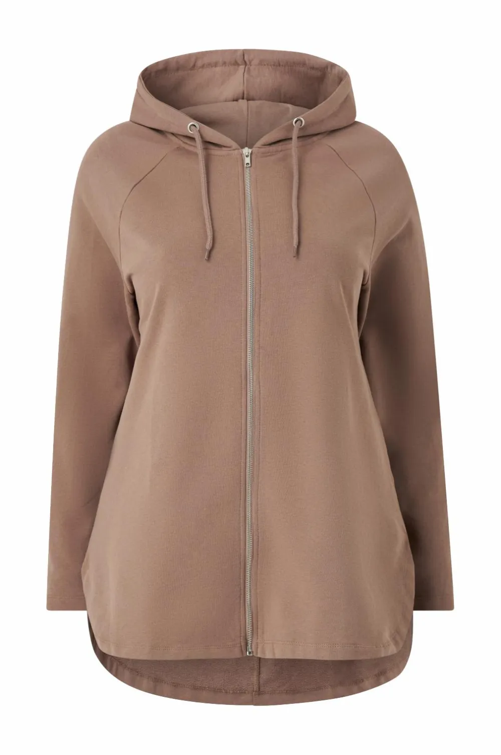 Ellos Sweatshirts & Hoodies>Plus collection Sweatshirt med hætte og lynlås Lysebrun