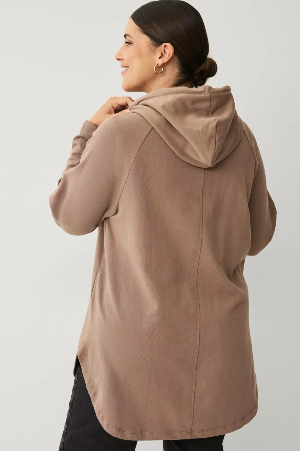 Ellos Sweatshirts & Hoodies>Plus collection Sweatshirt med hætte og lynlås Lysebrun