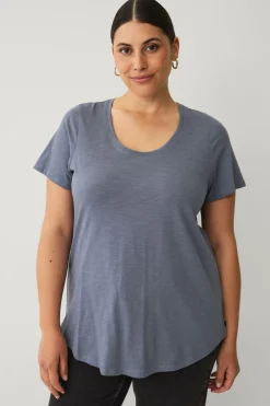 Ellos Basistøj|Toppe & Tank-Toppe>Plus collection Top med rund hals Gråblå