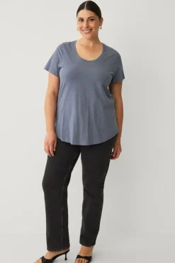 Ellos Basistøj|Toppe & Tank-Toppe>Plus collection Top med rund hals Gråblå