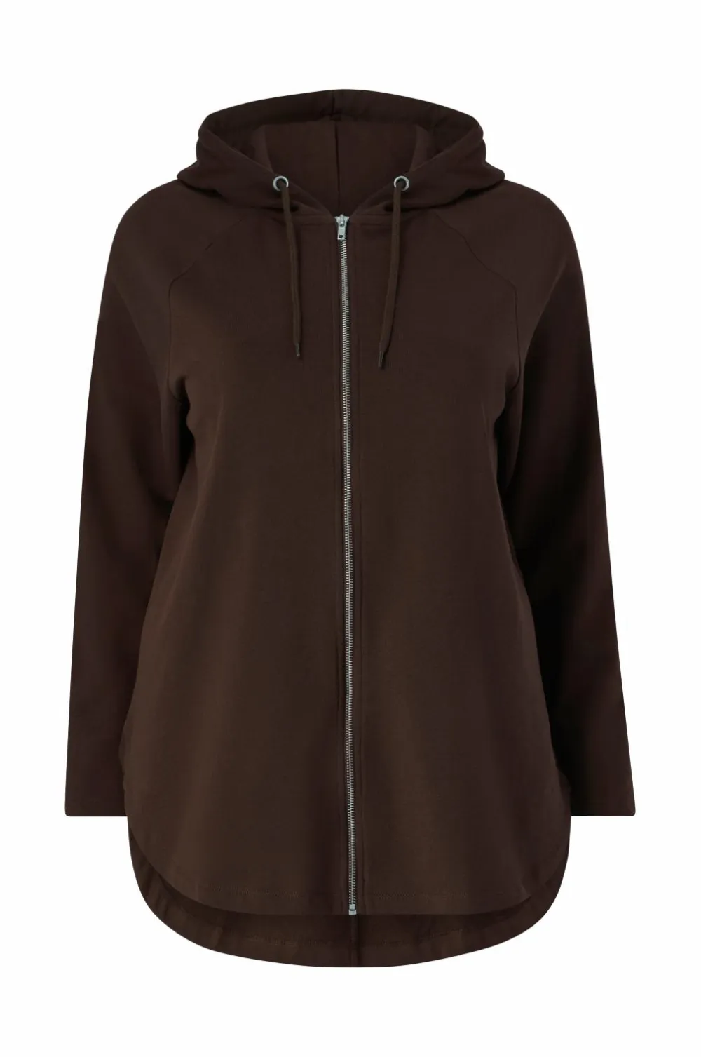 Ellos Plus collection Sweatshirt med hætte og lynlås Mørkebrun Outlet