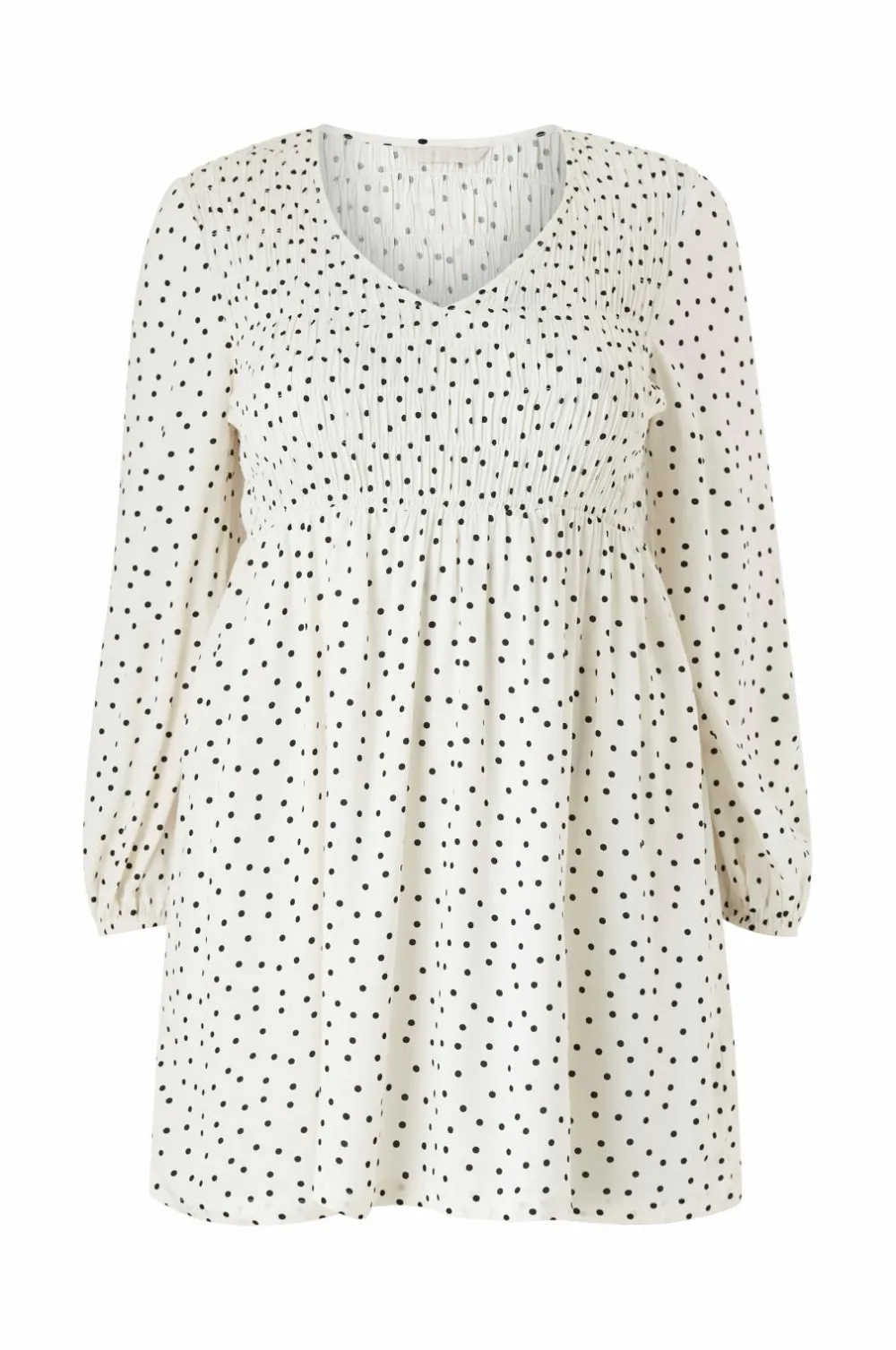Ellos Tunikaer>Plus collection Tunika med smock Hvid prikket