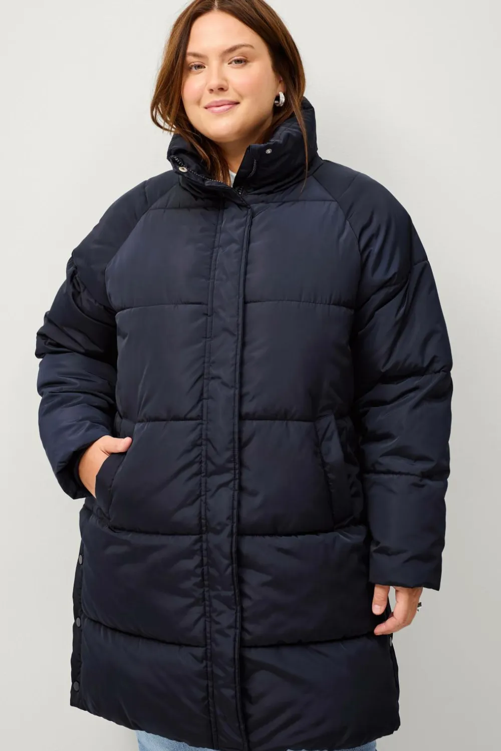 Ellos Plus collection Foret frakke med skorstenskrave Blå New