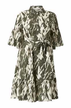 Ellos Plus collection Kjole Alexandra Grøn/creme Discount