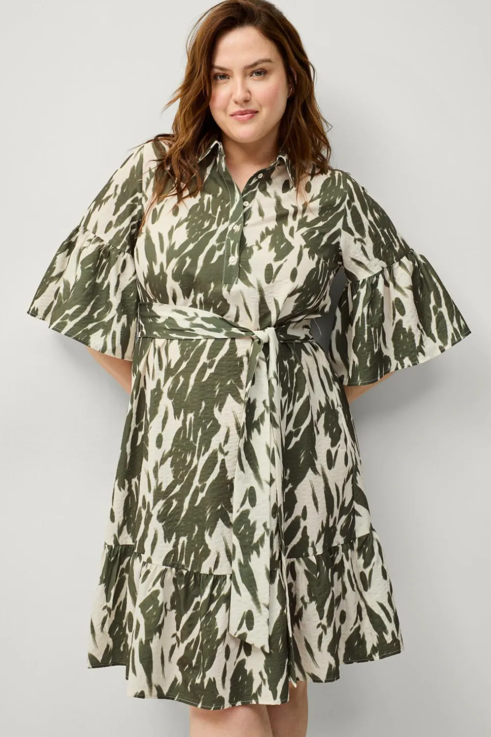 Ellos Plus collection Kjole Alexandra Grøn/creme Discount