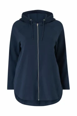 Ellos Plus collection Sweatshirt med hætte og lynlås Marineblå Online