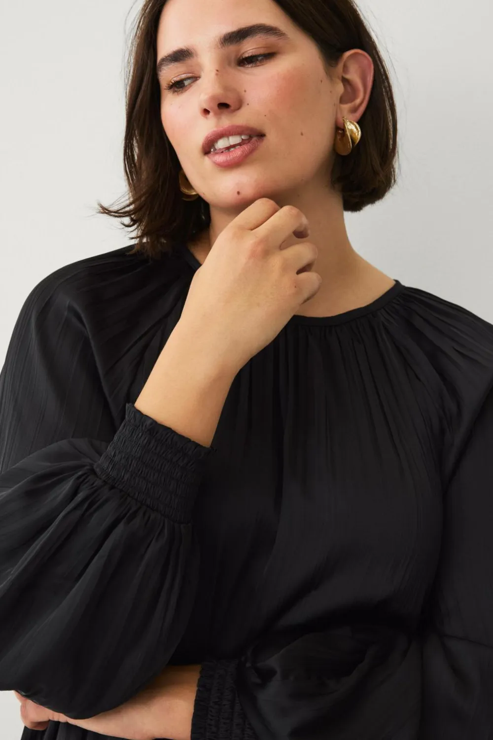 Ellos Skjorter & Bluser>Plus collection Plisseret bluse Sort
