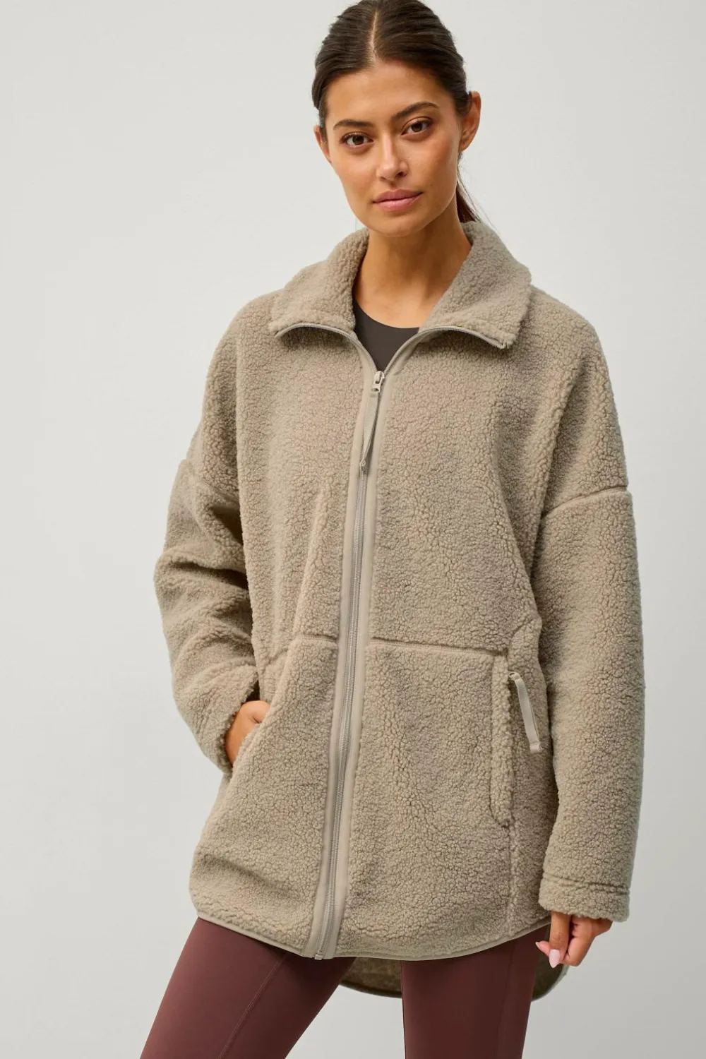 Ellos STUDIO Fleecejakke Full Zip Pile Core Beige Best