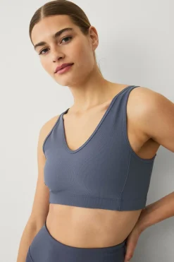 Ellos Træningstøj|Træningstøj>STUDIO Sports-bh V-neck Structure Mørkegrå
