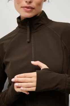 Ellos STUDIO Træningsjakke Warm Full Zip Core Mørkebrun Outlet